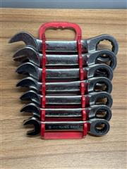 7-PC. Metric Stubby Ratcheting Wrench Set - 12-PT.